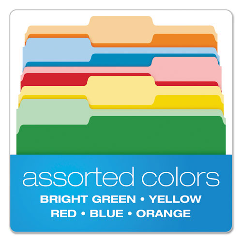 Picture of Colored File Folders, 1/3-Cut Tabs: Assorted, Letter Size, Assorted Colors, 100/Box