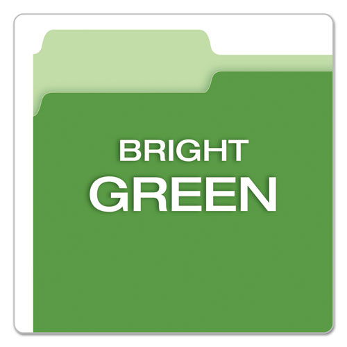 Picture of Colored File Folders, 1/3-Cut Tabs: Assorted, Letter Size, Green/Light Green, 100/Box