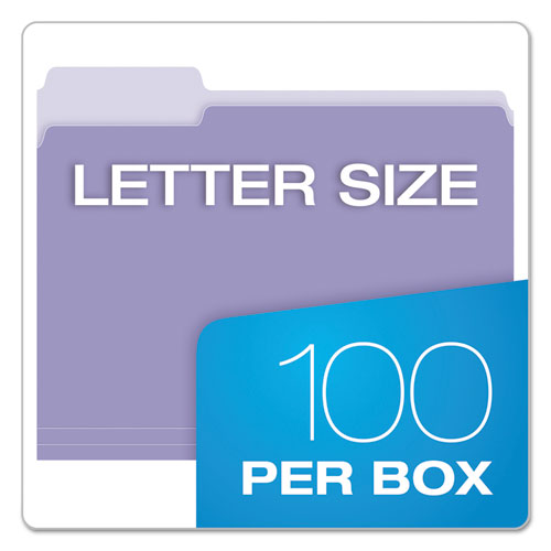 Picture of Colored File Folders, 1/3-Cut Tabs: Assorted, Letter Size, Lavender/Light Lavender, 100/Box