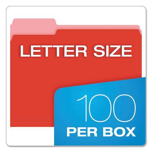 Picture of Colored File Folders, 1/3-Cut Tabs: Assorted, Letter Size, Red/Light Red, 100/Box