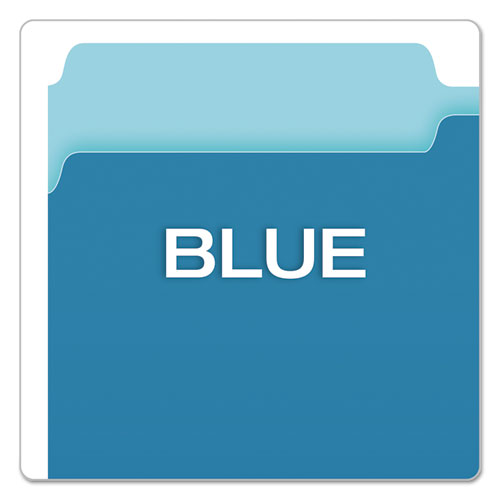 Picture of Colored File Folders, 1/3-Cut Tabs: Assorted, Legal Size, Blue/Light Blue, 100/Box