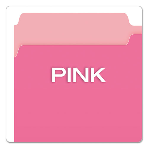 Picture of Colored File Folders, 1/3-Cut Tabs: Assorted, Legal Size, Pink/Light Pink, 100/Box