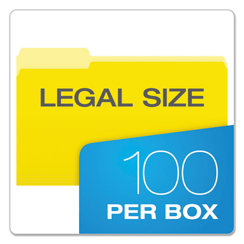 Picture of Colored File Folders, 1/3-Cut Tabs: Assorted, Legal Size, Yellow/Light Yellow, 100/Box