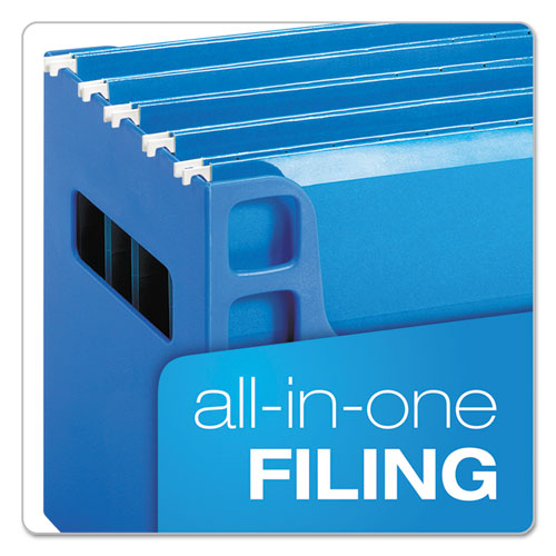 Picture of Desktop File With Hanging Folders, Letter Size, 6" Long, Blue