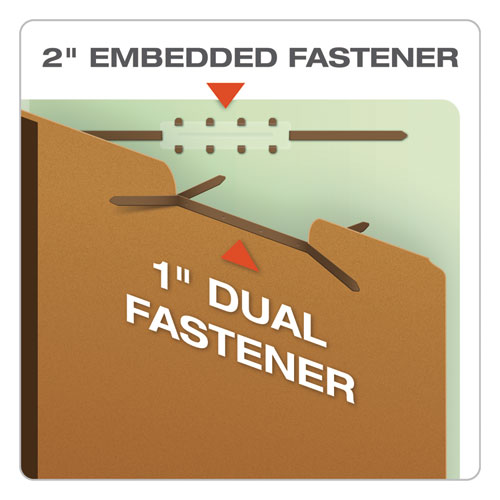 Picture of End Tab Classification Folders, 2" Expansion, 2 Dividers, 6 Fasteners, Legal Size, Pale Green Exterior, 10/Box