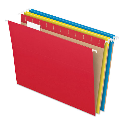 Picture of Colored Hanging Folders, Letter Size, 1/5-Cut Tabs, Three-Color Assortment, 25/Box