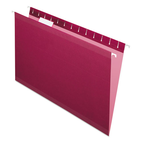 Picture of Colored Reinforced Hanging Folders, Legal Size, 1/5-Cut Tabs, Burgundy, 25/Box