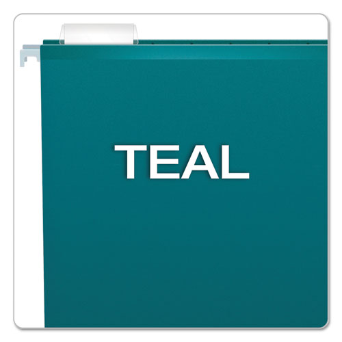 Picture of Colored Reinforced Hanging Folders, Legal Size, 1/5-Cut Tabs, Teal, 25/Box