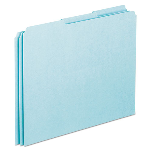 Picture of Blank Top Tab File Guides, 1/3-Cut Top Tab, Blank, 8.5 x 11, Blue, 100/Box