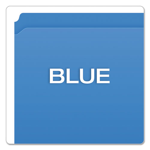 Picture of Double-Ply Reinforced Top Tab Colored File Folders, Straight Tabs, Letter Size, 0.75" Expansion, Blue, 100/Box