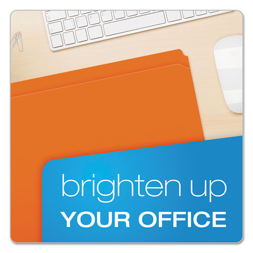 Picture of Double-Ply Reinforced Top Tab Colored File Folders, Straight Tabs, Letter Size, 0.75" Expansion, Orange, 100/Box