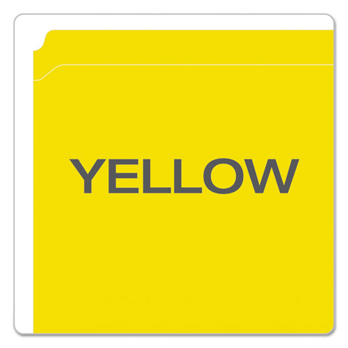 Picture of Double-Ply Reinforced Top Tab Colored File Folders, Straight Tabs, Letter Size, 0.75" Expansion, Yellow, 100/Box