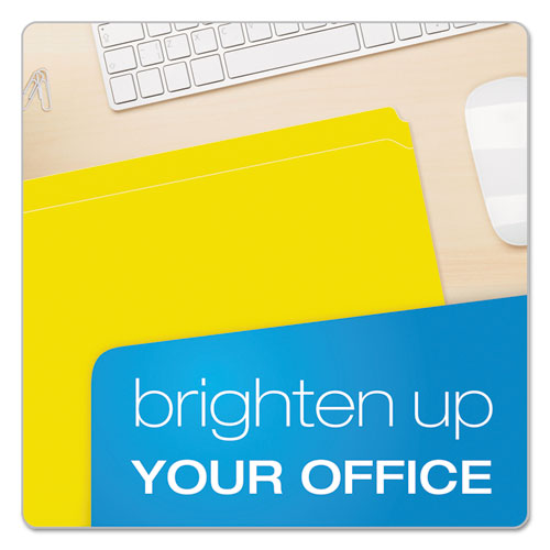 Picture of Double-Ply Reinforced Top Tab Colored File Folders, Straight Tabs, Letter Size, 0.75" Expansion, Yellow, 100/Box