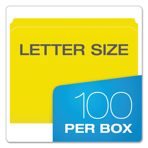 Picture of Double-Ply Reinforced Top Tab Colored File Folders, Straight Tabs, Letter Size, 0.75" Expansion, Yellow, 100/Box