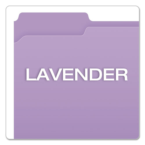 Picture of Double-Ply Reinforced Top Tab Colored File Folders, 1/3-Cut Tabs: Assorted, Letter Size, 0.75" Expansion, Lavender, 100/Box