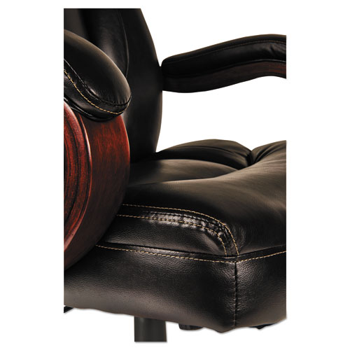 Picture of Alera Transitional Series Executive Wood Chair, Up to 275 lb, Chocolate Marble Bonded Leather Seat/Back, Walnut Wood Base