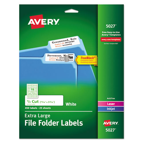 Extra-Large+Trueblock+File+Folder+Labels+With+Sure+Feed+Technology%2C+0.94+X+3.44%2C+White%2C+18%2Fsheet%2C+25+Sheets%2Fpack