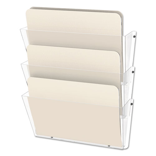 Picture of Unbreakable DocuPocket Wall File, 3 Sections, Letter Size, 14.5" x 3" x 6.5", Clear, 3/Pack