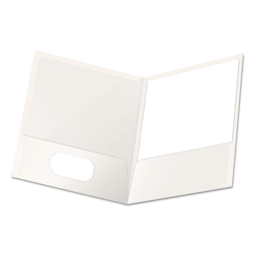 Picture of High Gloss Laminated Paperboard Folder, 100-Sheet Capacity, 11 x 8.5, White, 25/Box