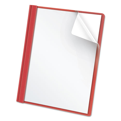 Picture of Clear Front Standard Grade Report Cover, Three-Prong Fastener, 0.5" Capacity, 8.5 x 11, Clear/Red, 25/Box