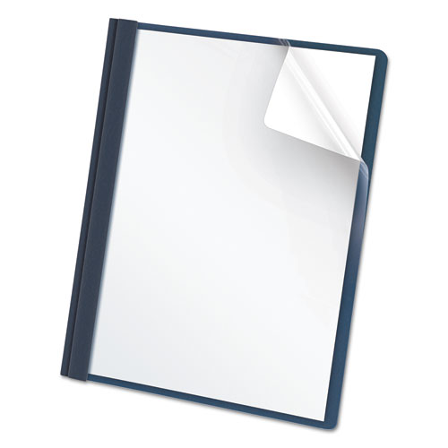 Picture of Clear Front Standard Grade Report Cover, Three-Prong Fastener, 0.5" Capacity, 8.5 x 11,  Clear/Dark Blue, 25/Box