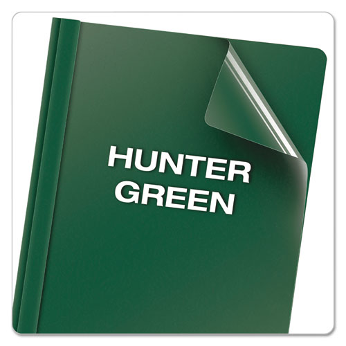 Picture of Clear Front Report Cover, Three-Prong Fastener, 0.5" Capacity, 8.5 x 11, Clear/ Hunter Green, 25/Box