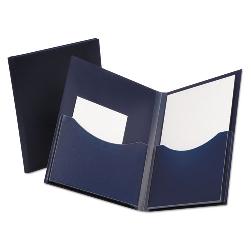 Picture of Poly Double Stuff Gusseted 2-Pocket Folder, 200-Sheet Capacity, 11 x 8.5, Navy