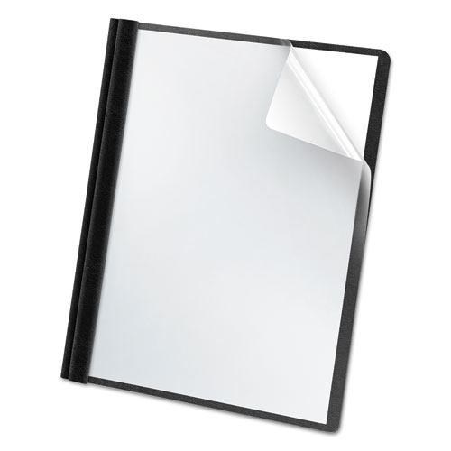 Picture of Clear Front Premium Report Cover, Three-Prong Fastener, 0.5" Capacity, 8.5 x 11, Clear/Black, 25/Box