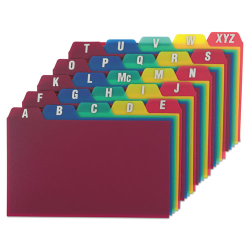 Picture of Durable Poly A-Z Card Guides, 1/5-Cut Top Tab, A to Z, 3 x 5, Assorted Colors, 25/Set