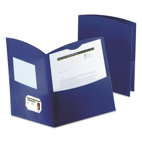 Picture of Contour Two-Pocket Recycled Paper Folder, 100-Sheet Capacity, 11 x 8.5, Dark Blue, 25/Box