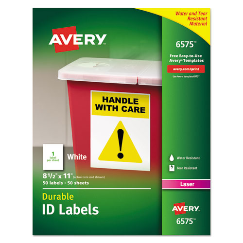 Picture of Durable Permanent ID Labels with TrueBlock Technology, Laser Printers, 8.5 x 11, White, 50/Pack