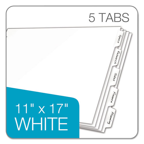 Picture of Write 'n Erase Tabloid Index Dividers, 5-Tab, 11 x 17, White, 1 Set