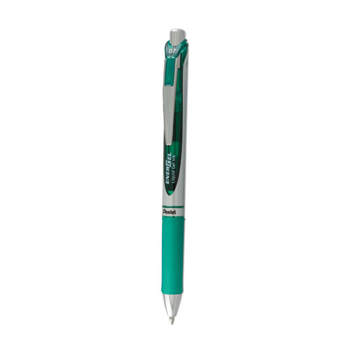 Energel+Rtx+Gel+Pen%2C+Retractable%2C+Medium+0.7+Mm%2C+Green+Ink%2C+Green%2Fgray+Barrel