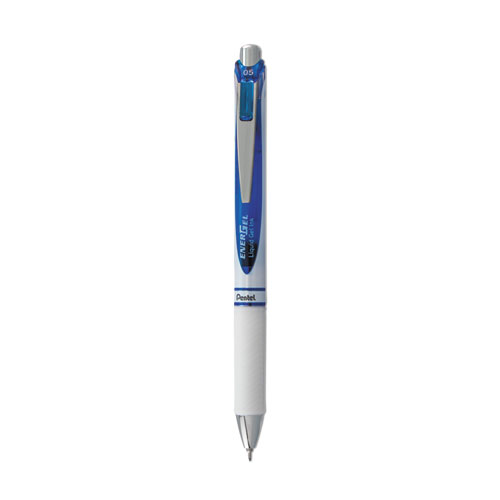 EnerGel+RTX+Gel+Pen%2C+Retractable%2C+Fine+0.5+mm+Needle+Tip%2C+Blue+Ink%2C+White%2FTranslucent+Blue+Barrel