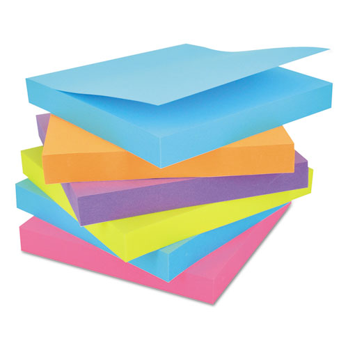 Picture of Self-Stick Note Pads, 3" x 3", Assorted Bright Colors, 100 Sheets/Pad, 12 Pads/Pack