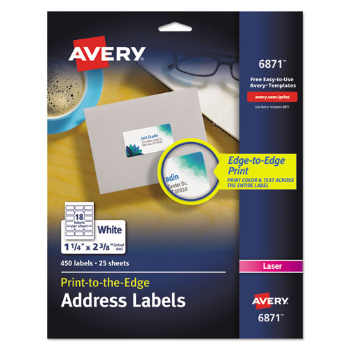 Picture of Vibrant Laser Color-Print Labels w/ Sure Feed, 1.25 x 2.38, White, 450/Pack
