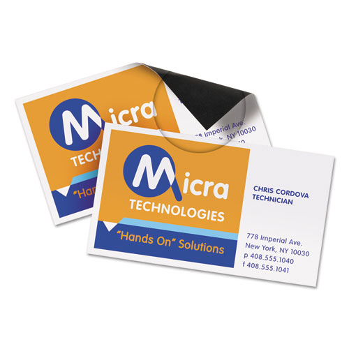 Picture of Magnetic Business Cards, Inkjet, 2 x 3.5, White, 30 Cards, 10 Cards/Sheet, 3 Sheets/Pack