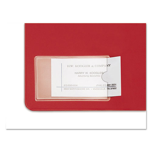 Picture of HOLD IT Poly Business Card Pocket, Top Load, 3.75 x 2.38, Clear, 10/Pack