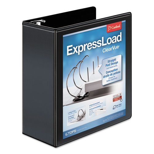 Picture of ExpressLoad ClearVue Locking D-Ring Binder, 3 Rings, 4" Capacity, 11 x 8.5, Black