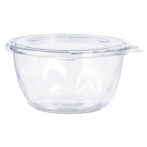 Picture of Tamper-Resistant, Tamper-Evident Bowls with Flat Lid, 16 oz, 5.5" Diameter x 2.7"h, Clear, Plastic, 240/Carton