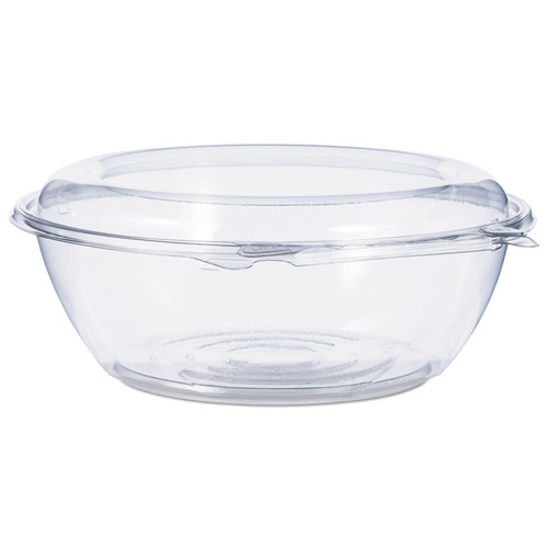 Picture of Tamper-Resistant, Tamper-Evident Bowls with Dome Lid, 48 oz, 8.9" Diameter x 3.4" h, Clear, Plastic, 100/Carton