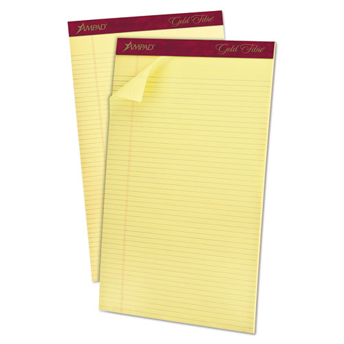 Picture of Gold Fibre Quality Writing Pads, Narrow Rule, 50 Canary-Yellow 8.5 x 14 Sheets, Dozen