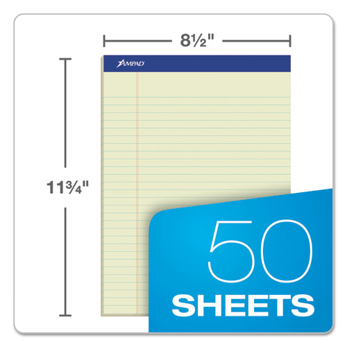 Picture of Pastel Writing Pads, Wide/Legal Rule, Blue Headband, 50 Green-Tint 8.5 x 11.75 Sheets, Dozen