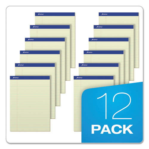 Picture of Pastel Writing Pads, Wide/Legal Rule, Blue Headband, 50 Green-Tint 8.5 x 11.75 Sheets, Dozen
