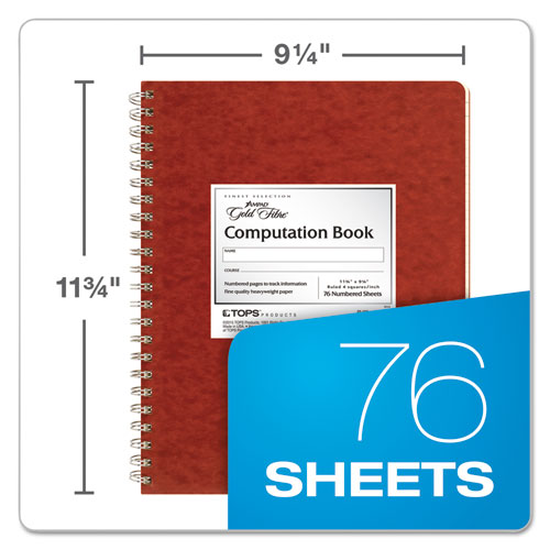 Picture of Computation Book, Quadrille Rule (4 sq/in), Brown Cover, (76) 11.75 x 9.25 Sheets