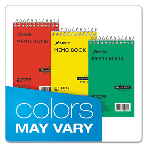 Picture of Memo Pads, Narrow Rule, Randomly Assorted Cover Colors, 50 White 3 x 5 Sheets