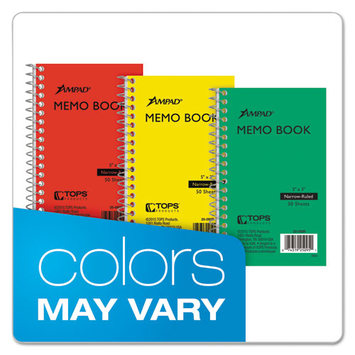 Picture of Memo Books, Narrow Rule, Randomly Assorted Cover Color, (50) 5 x 3 Sheets