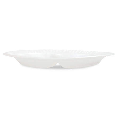 Picture of Concorde Foam Plate, 3-Compartment Plate, 10.25" dia, White, 125/Pack, 4 Packs/Carton