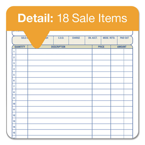 Picture of 2-Part Sales Book, 18 Lines, Two-Part Carbon, 7.94 x 5.56, 50 Forms Total