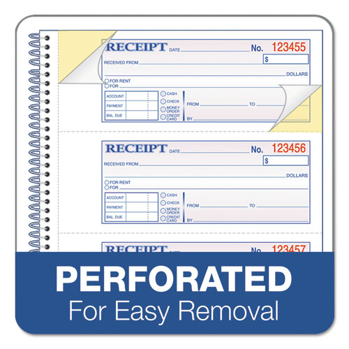 Picture of TOPS Money/Rent Receipt Book, Two-Part Carbon, 7 x 2.75, 4 Forms/Sheet, 200 Forms Total